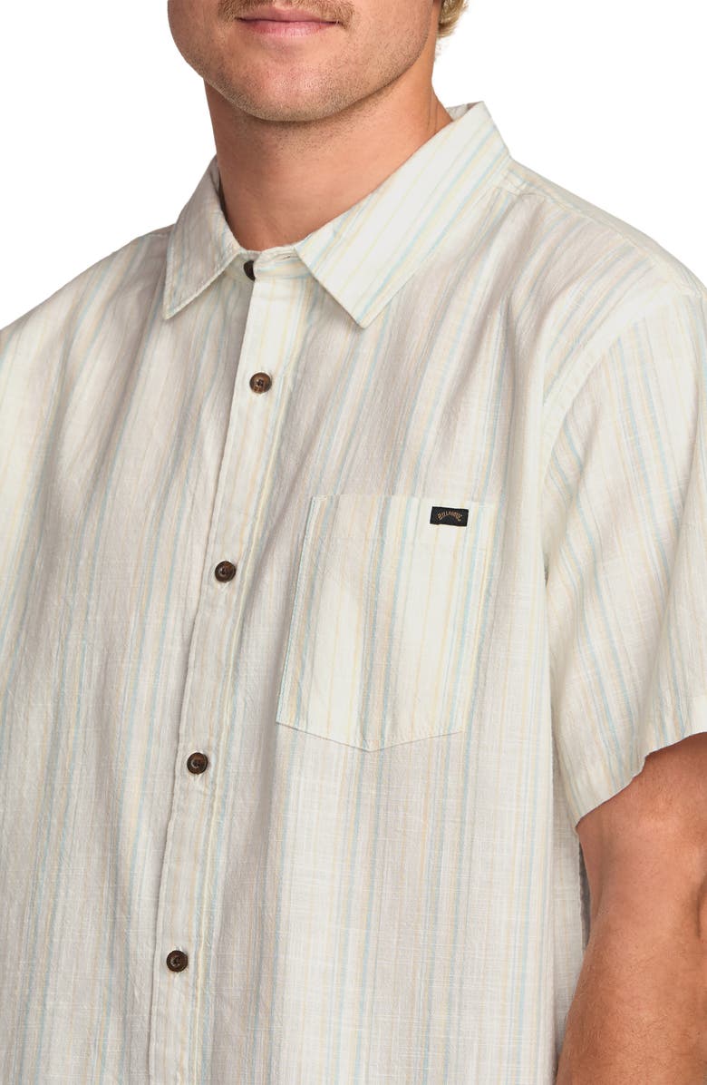 Billabong All Day Stripe Short Sleeve Button-Up Shirt, Alternate, color, Off White