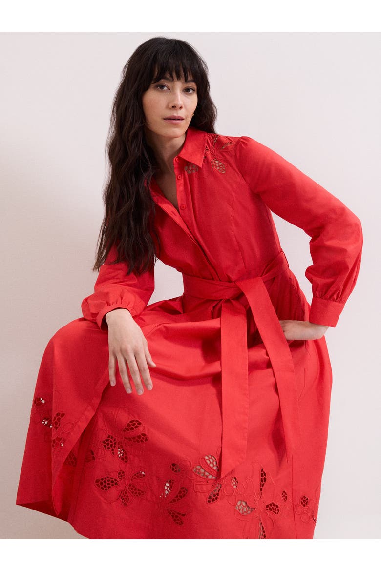 Kim Cutwork Hem Midi Dress, Alternate, color, Red