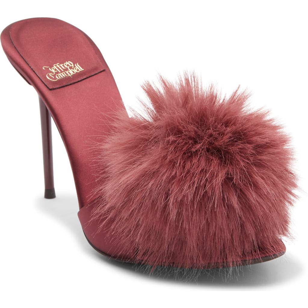 Jeffrey Campbell Shopaholic Faux Fur Pom Slide Sandal