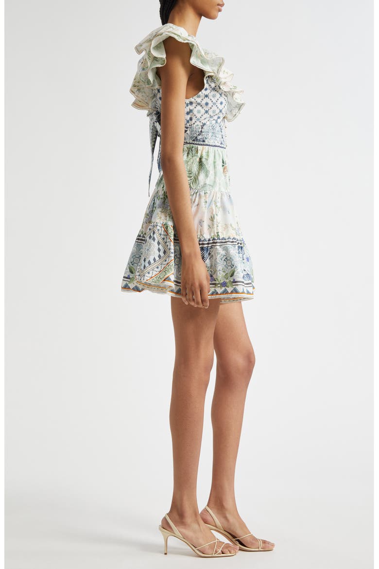 Tiered Ruffle Organic Cotton Poplin Minidress, Alternate, color, JARDIM PARTY