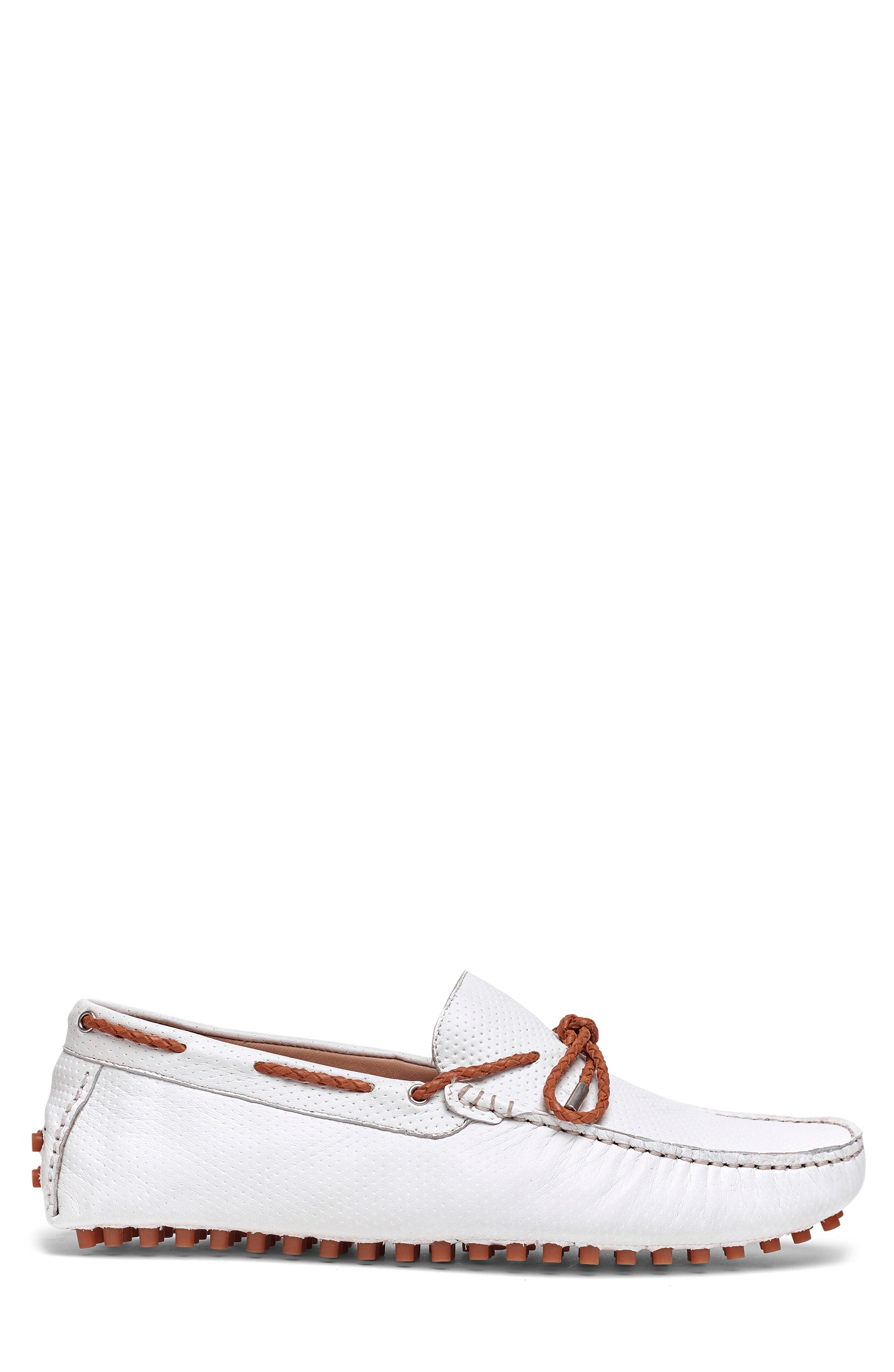 CARLOS SANTANA Mesa Perforated Leather Driver, Alternate, color, White