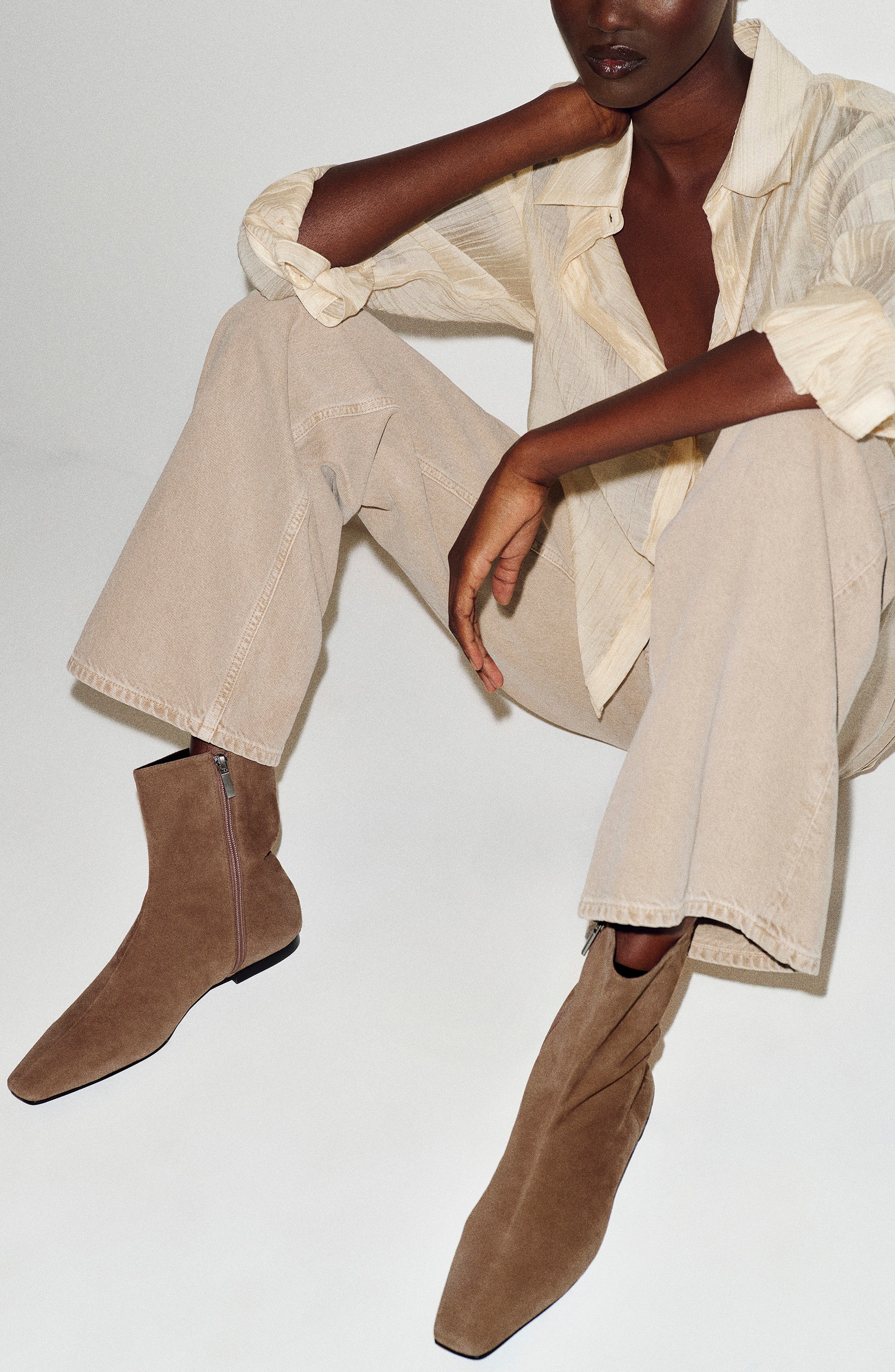Remy Flat Ankle Bootie, Alternate, color, FARRO SUEDE