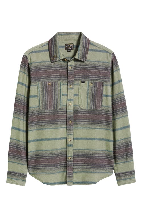 Dark Seas Summit Multi Stripe Flannel Button-up Shirt In Green
