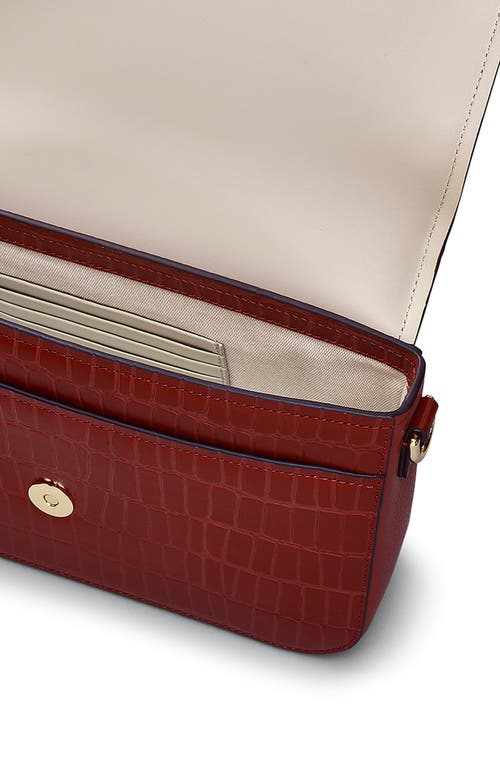 Radley London River Road Croc Embossed Leather Crossbody Bag In Rust