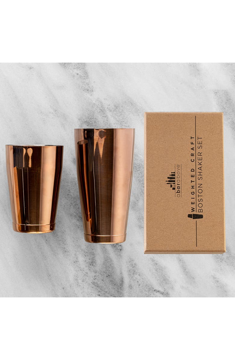 A Bar Above Antique Copper Boston Cocktail Shaker Set, Weighted, Alternate, color, Antique Copper