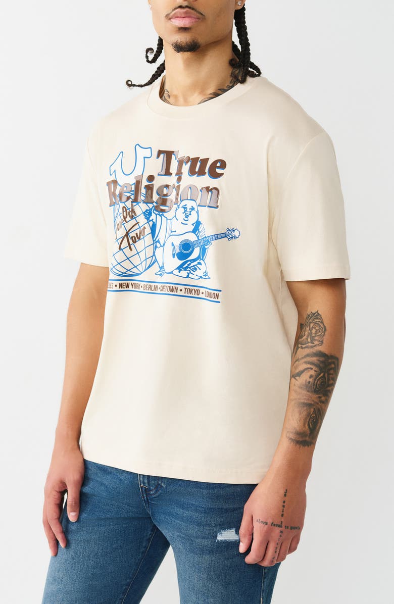 True Religion Universal Buddha Graphic T-Shirt, Alternate, color, Fog