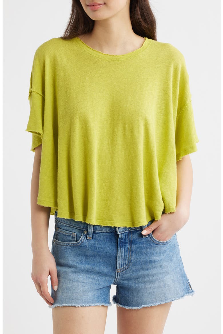 Elsie Linen & Cotton Slub Jersey Swing T-Shirt, Main, color, WARM OLIVE