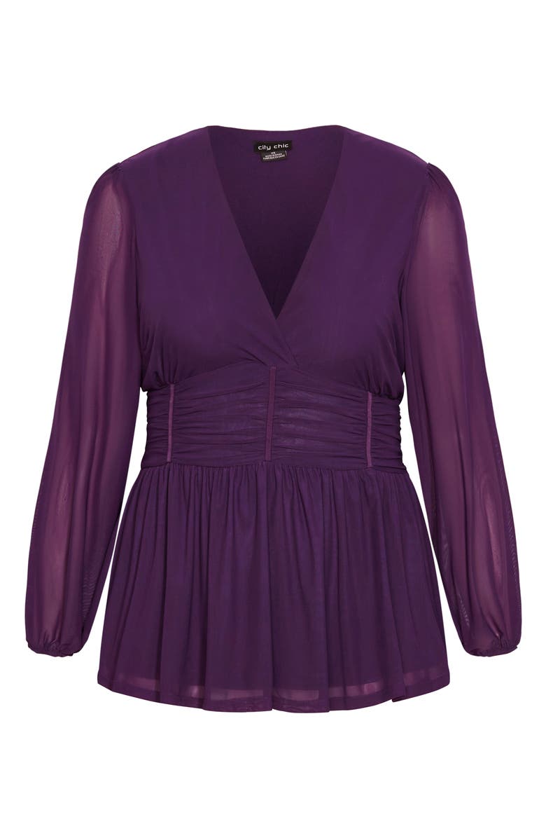 City Chic Rapture Ruched Chiffon Top, Alternate, color, 