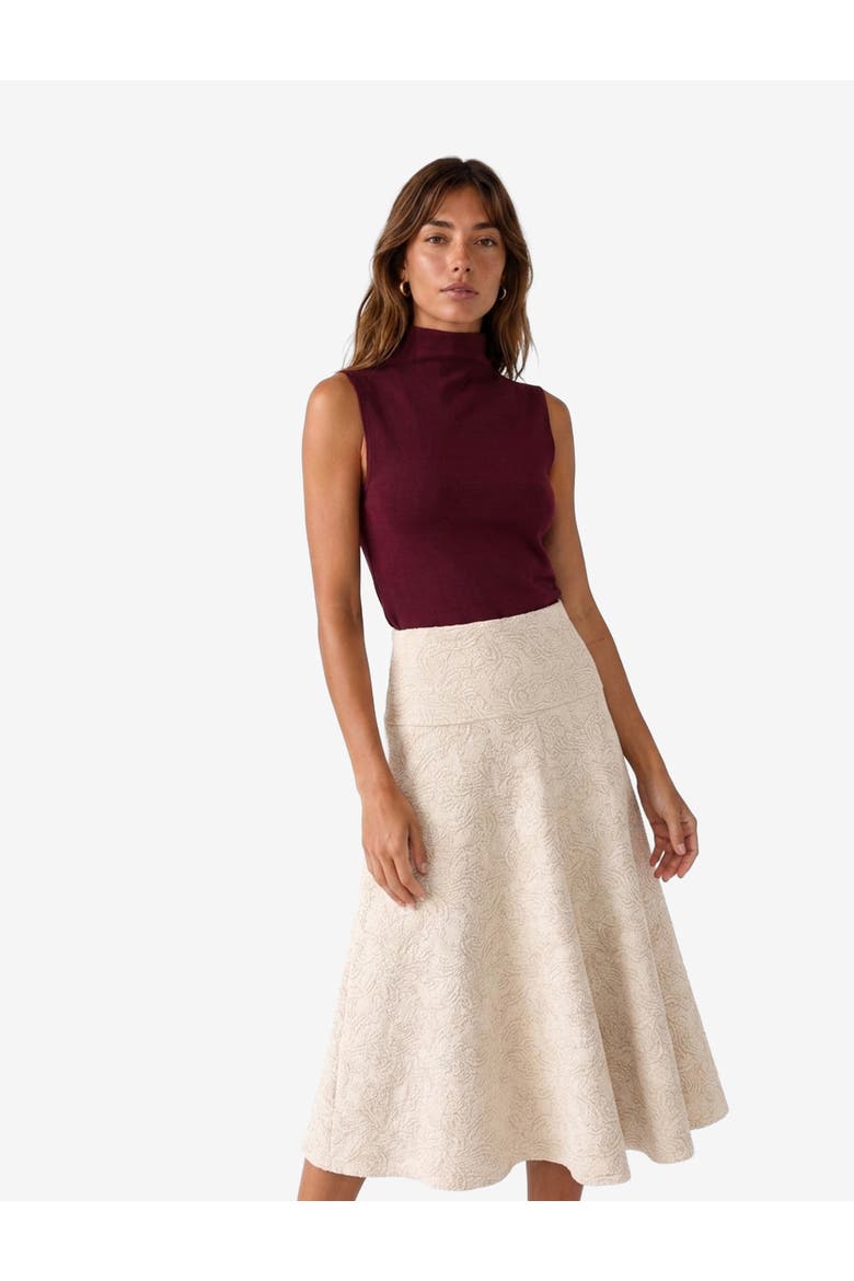 Flared Midi Skirt, Alternate, color, BEIGE