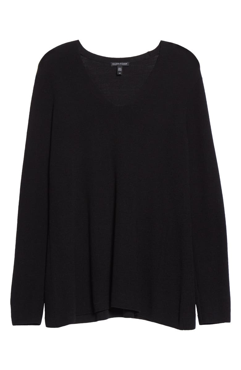 Eileen Fisher V-Neck Silk Tunic Top, Alternate, color, 