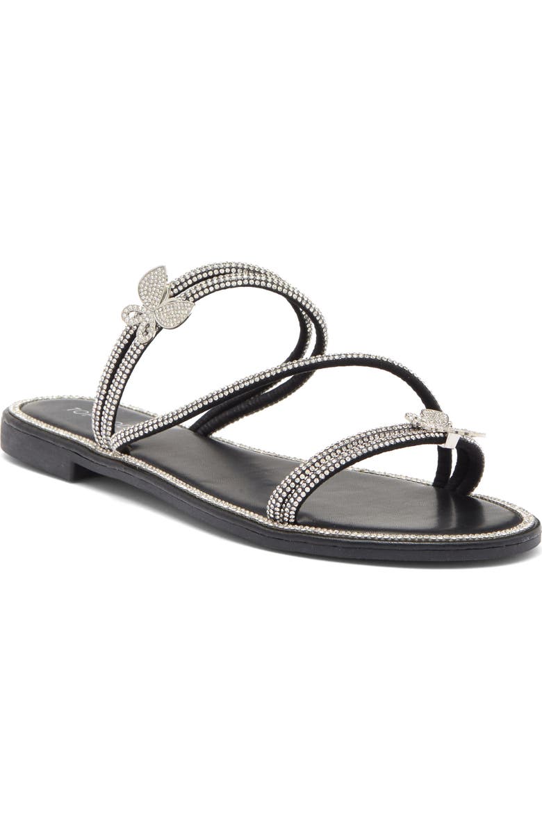 TOP GUY SHOES Paz Crystal Butterfly Slide Sandal, Main, color,