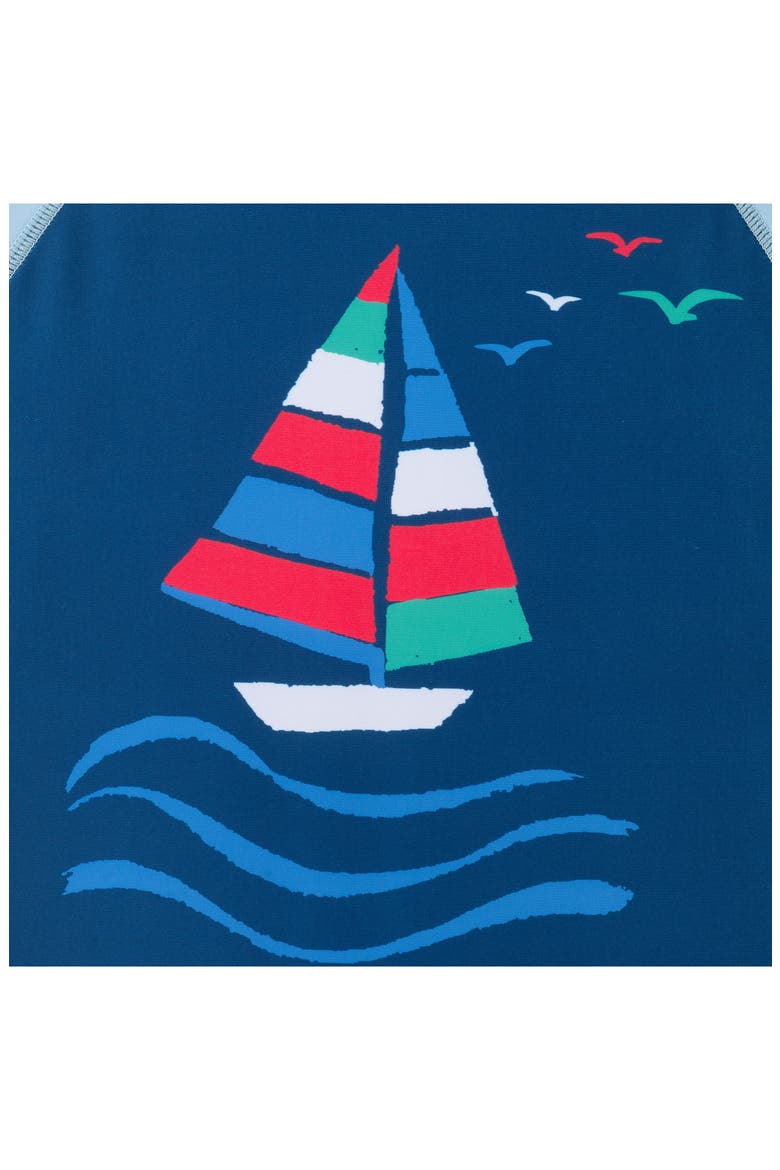 Kids' Sailboat Long Sleeve Two-Piece Rashguard Swimsuit, Alternate, color, NAVY SAILBOAT