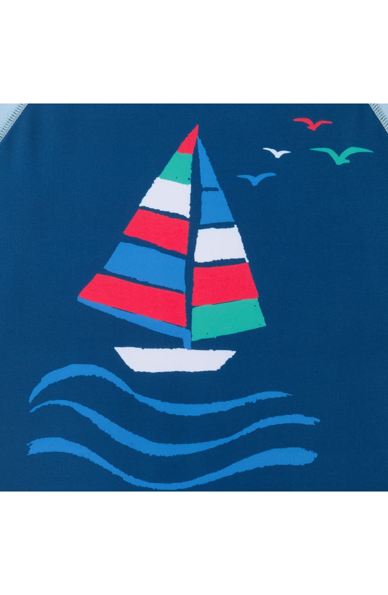 Andy & Evan Kids' Sailboat Long Sleeve Two-Piece Rashguard Swimsuit, Alternate, color, Navy Sailboat