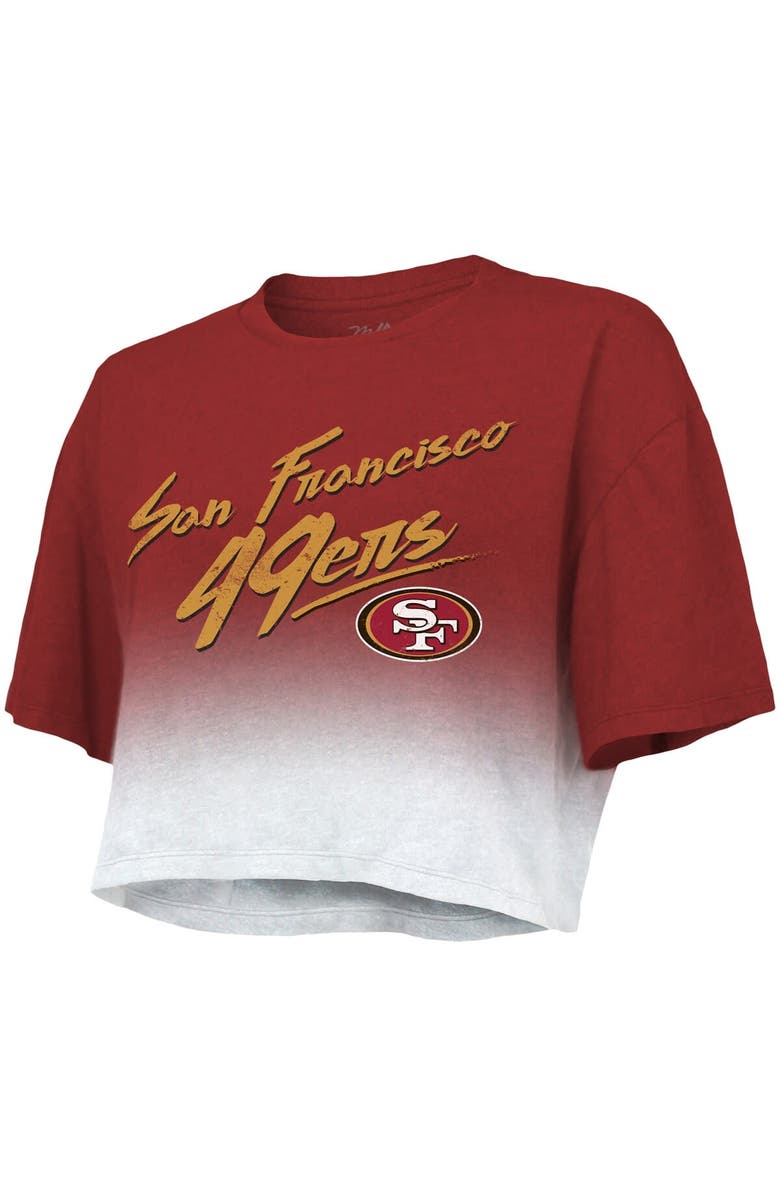 Majestic Threads Women's Majestic Threads George Kittle Scarlet/White San Francisco 49ers Dip-Dye Player Name & Number Crop Top, Alternate, color, 