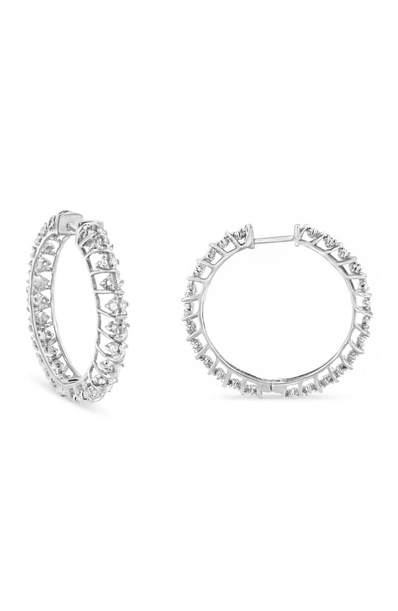 Haus of Brilliance Silver 1/2 Ct Diamond Wire Cage Style Hoop Earring, Main, color, White