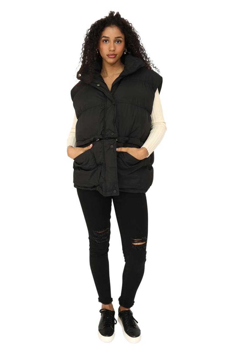 Belle & Bloom Landslide Zip Off Puffer Vest, Main, color, Black