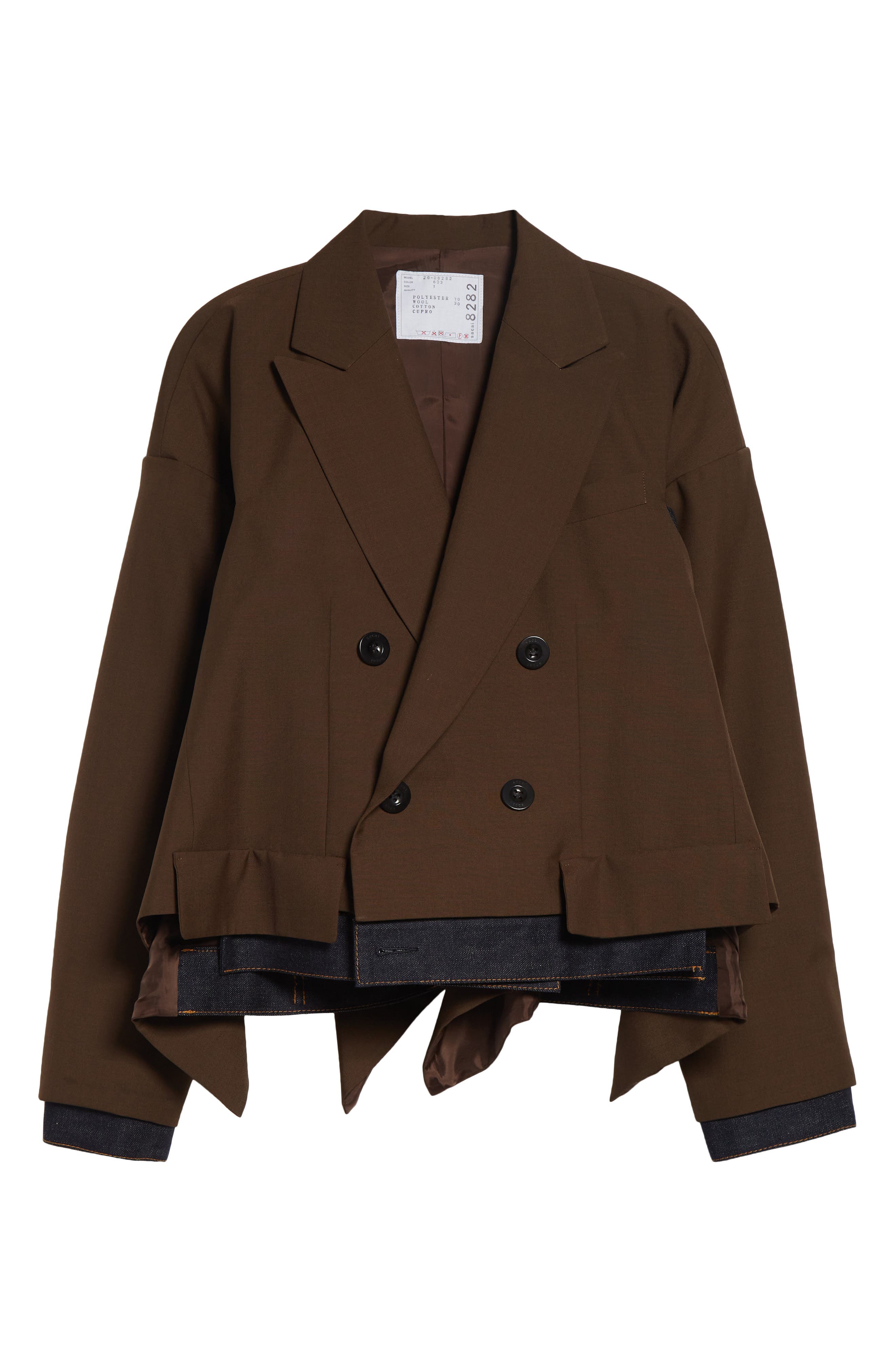 Sacai Double Breasted Suiting & Denim Jacket (Women) | Nordstrom
