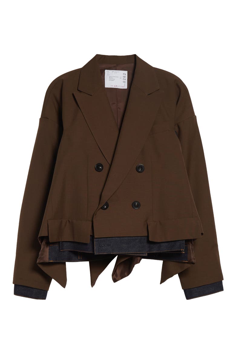 Double Breasted Suiting & Denim Jacket, Alternate, color, BROWN/ INDIGO