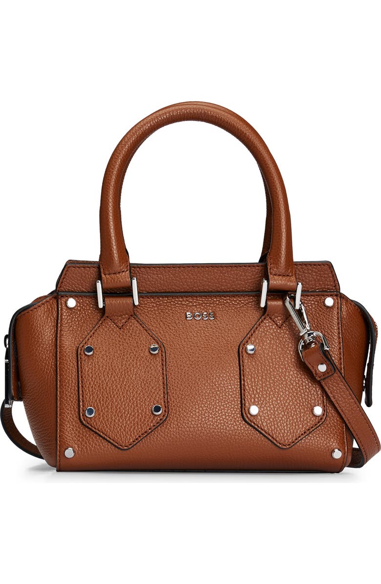 BOSS Medium Ivy Leather Shoulder Bag, Main, color,