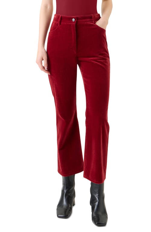 Akris Punto Cali Cropped Stretch Velvet Bootcut Pants In Red