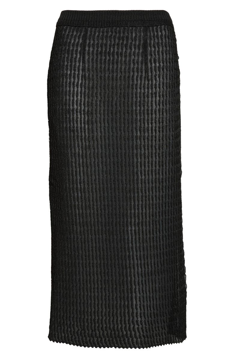 Maison Margiela Textured Rib Mesh Midi Skirt, Main, color, Black