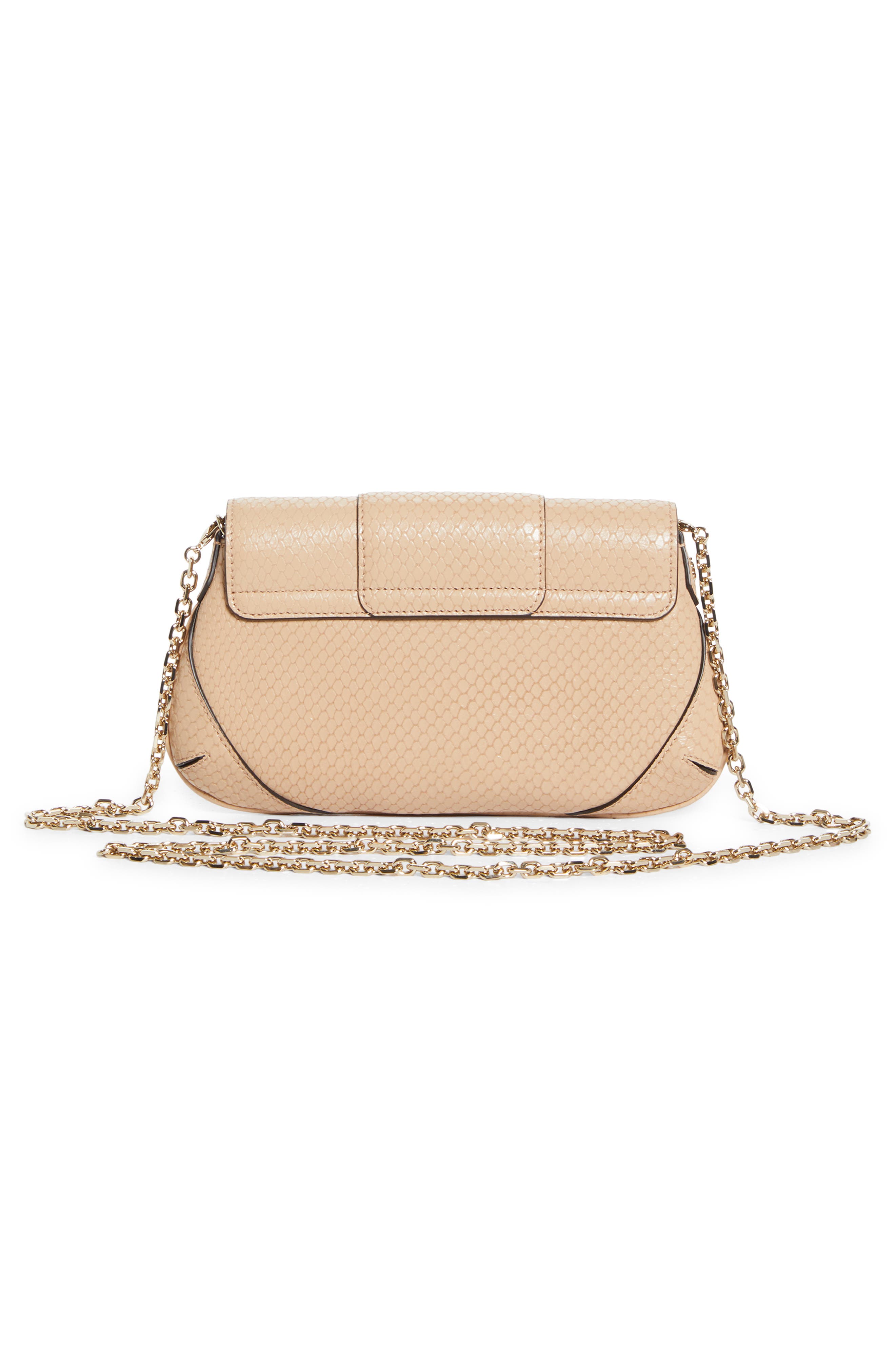 Bar Snake Embossed Leather Wallet on a Chain, Alternate, color, CHAI/ SHINY GOLD