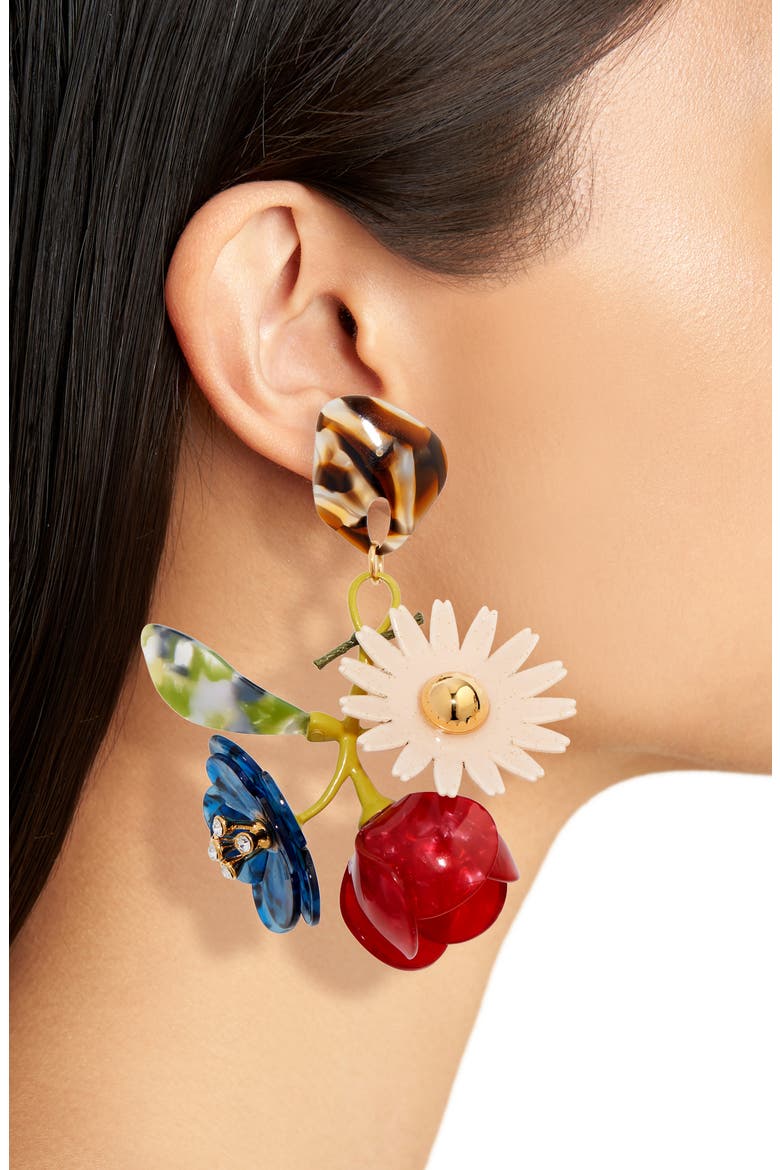 Rapunzel Bouquet Drop Earrings, Alternate, color, FIRE DRAGON BLUE
