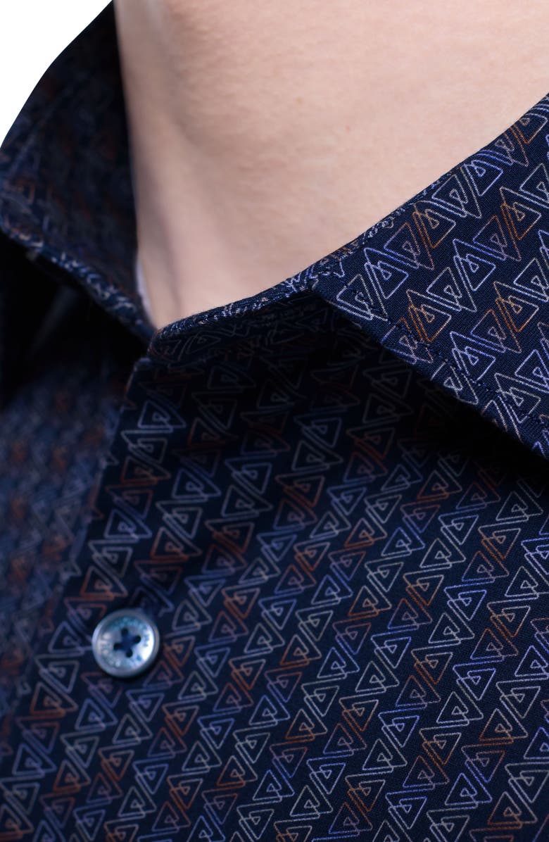 Bugatchi James OoohCotton<sup>®</sup> Geo Print Button-Up Shirt, Alternate, color, Navy