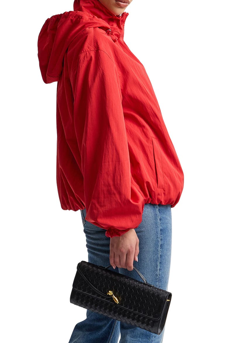 Balloon Hem Hooded Rain Jacket, Alternate, color, CADMIUM