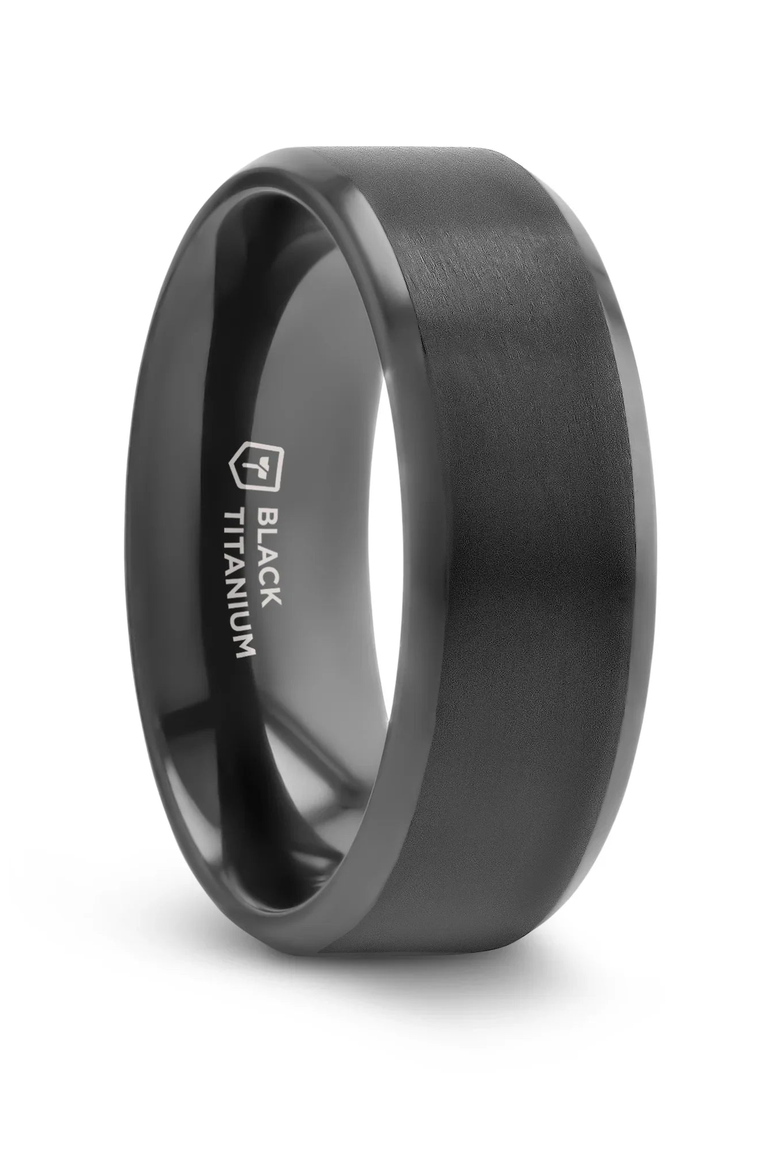 Elysian Titanium Wedding Band, Main, color, Black Titanium
