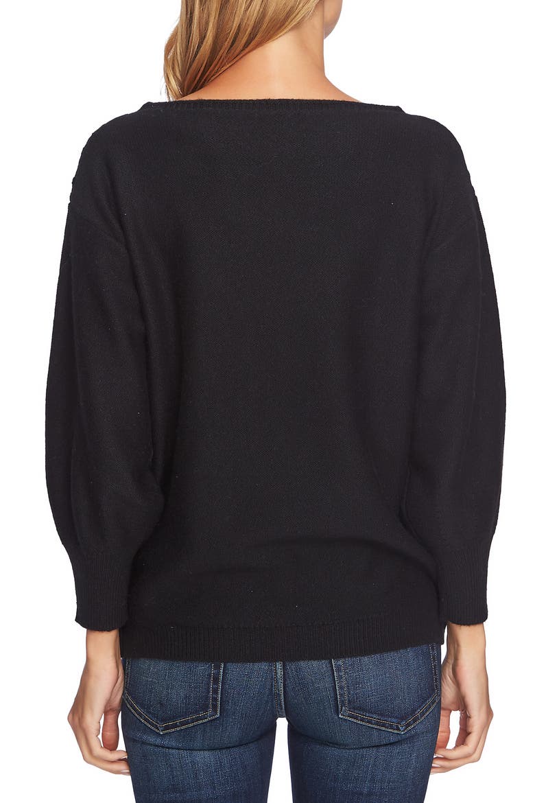 Stepped Cable Sweater, Alternate, color, RICH BLACK