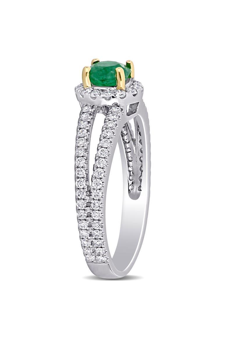 Emerald & Diamond Halo Ring 14k, Alternate, color, Emerald
