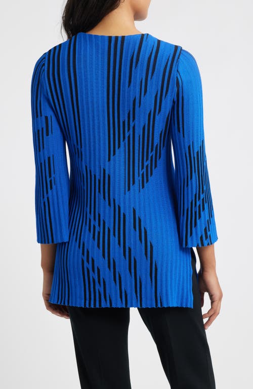 Ming Wang Dual Tone Rib Knit Tunic Top In Multi