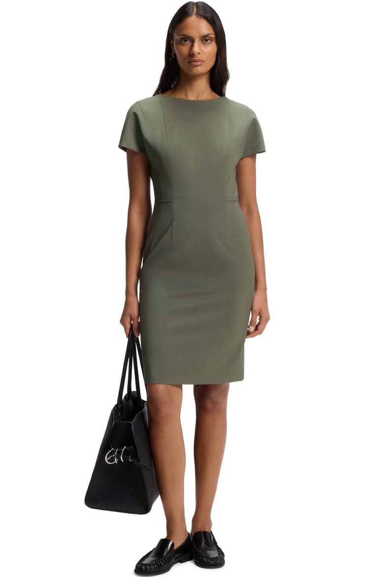 Dinerah Virgin Wool Sheath Dress, Alternate, color, TEA LEAF