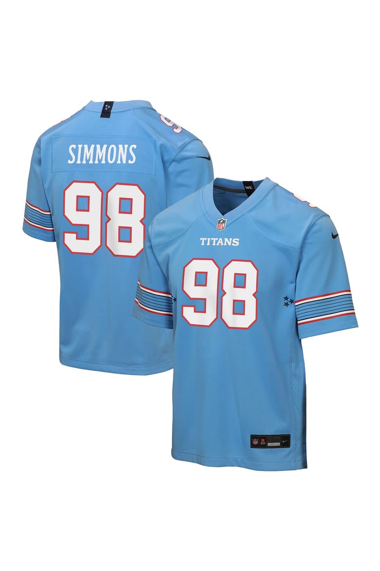 Youth Nike Jeffery Simmons Light Blue Tennessee Titans Game Jersey, Main, color, Light Blue