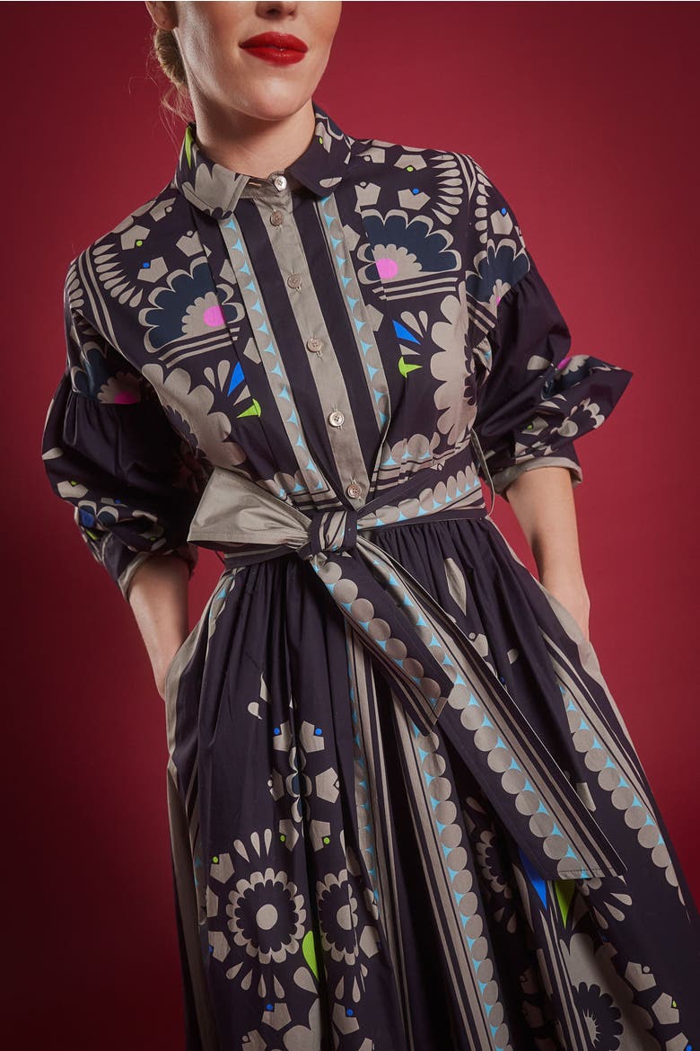 Printed Poplin Dress, Alternate, color, Bordeaux / Wine