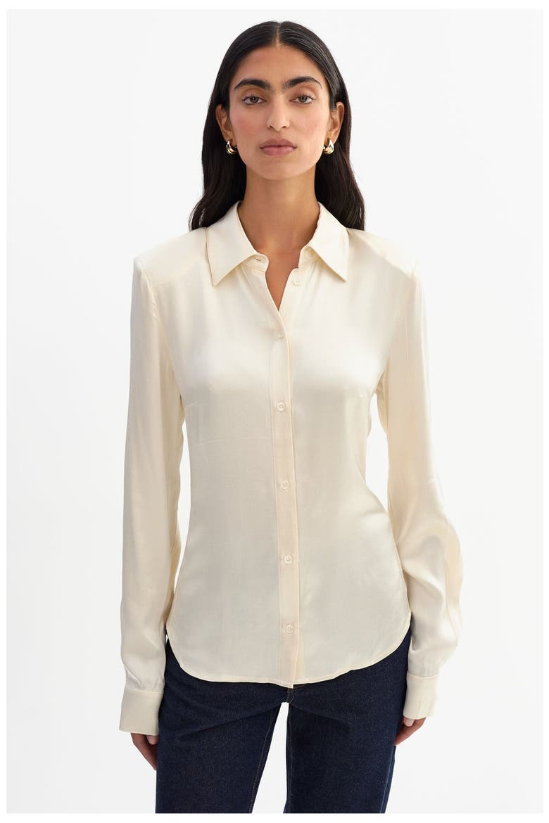 Clarke | Satin Shirt, Alternate, color, Cream