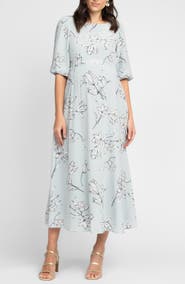 Seraphine Floral Smocked Waist Midi Maternity Dress