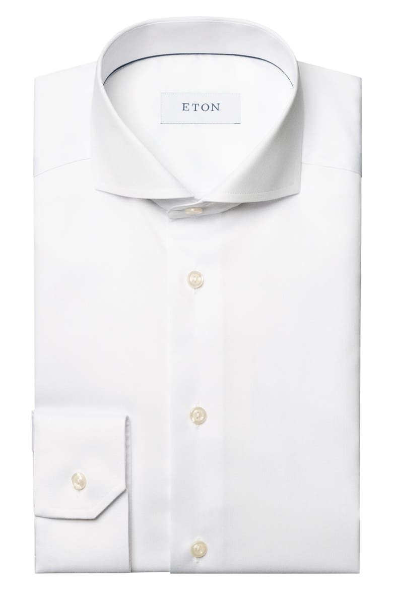 Slim Fit Twill Dress Shirt, Alternate, color, WHITE