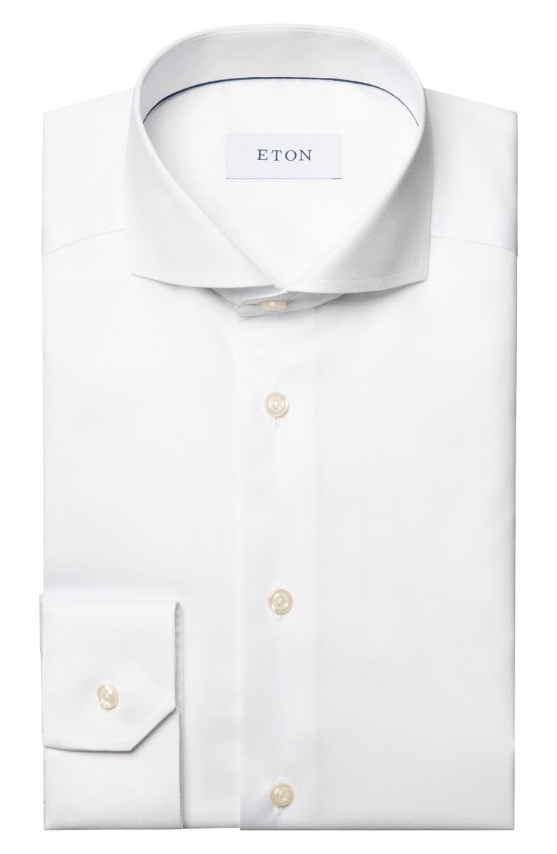 Eton Slim Fit Twill Dress Shirt, Alternate, color, White