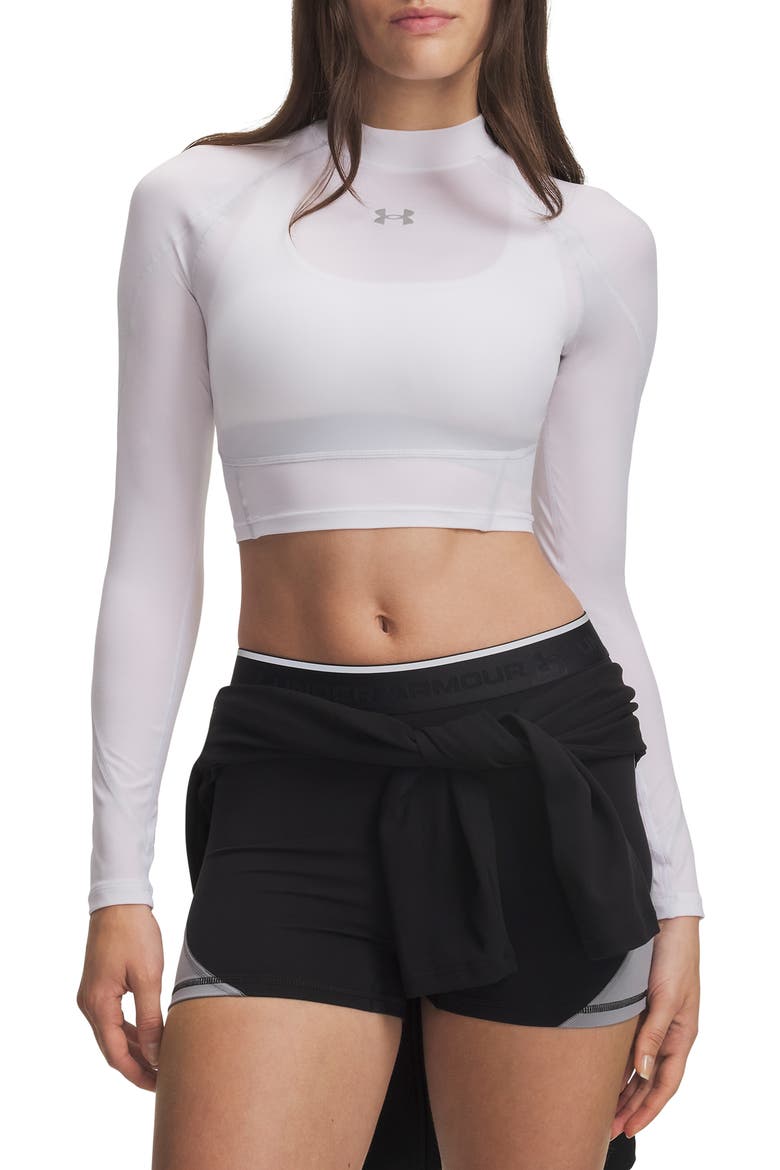HeatGear® Elite Mock Neck Crop Top, Main, color, 100 WHITE