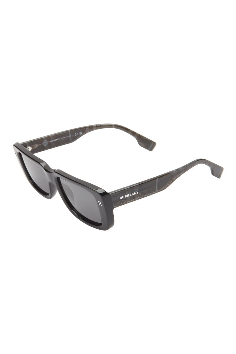 55mm Rectangular Sunglasses, Alternate, color, BLACK GREY