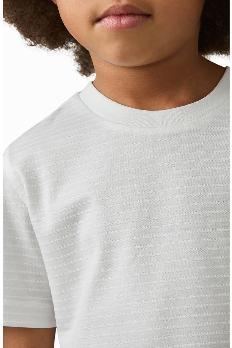 Kids' Jacquard Stripe T-Shirt, Alternate, color, WHITE