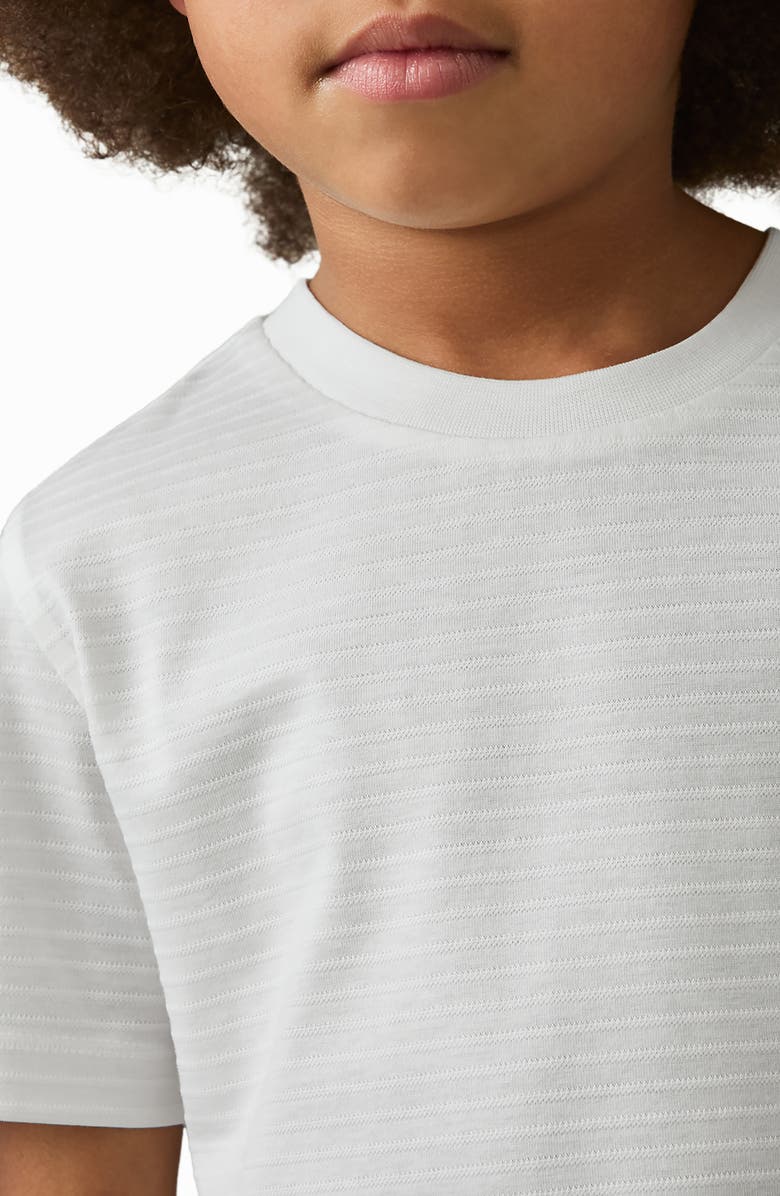 Reiss Kids' Jacquard Stripe T-Shirt, Alternate, color, White