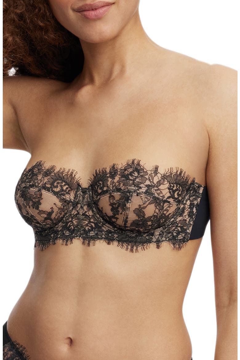 Entice Strapless Lace Underwire Bra, Alternate, color, BLACK/ NYLON