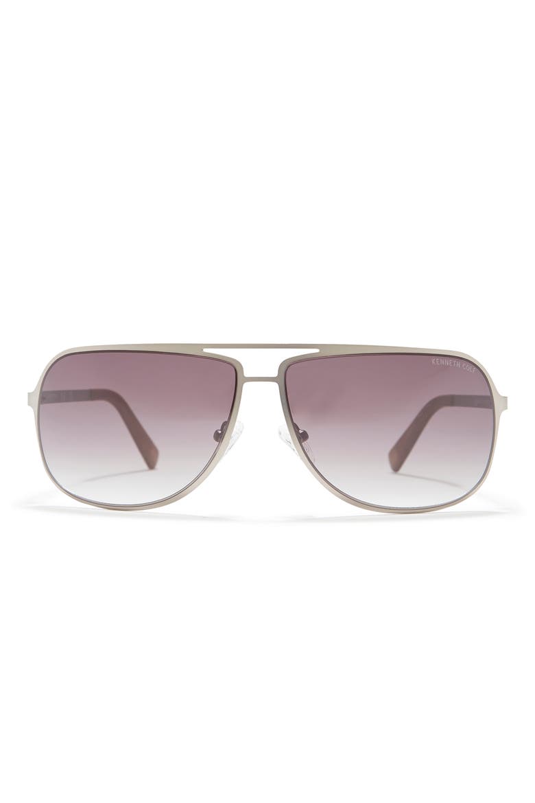 64mm Aviator Sunglasses, Main, color, MATTE NICKELTIN / GREEN