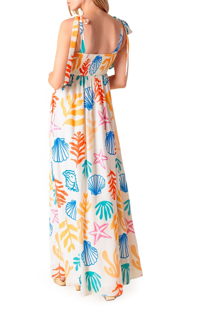 FLYING TOMATO Beach Tie Strap Empire Waist Maxi Dress, Alternate, color, 