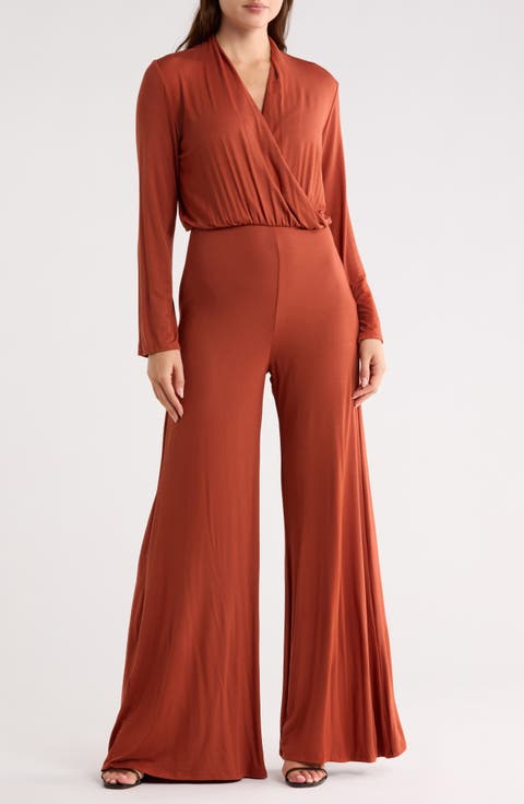 Surplice V-Neck Long Sleeve Jumpsuit