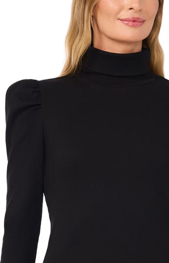 Gathered Sleeve Turtleneck Top