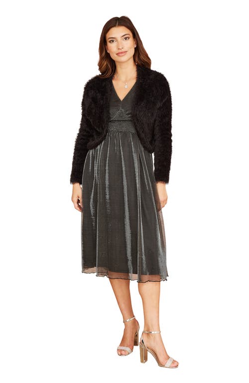 Yumi Eyelash Knit Bolero In Black